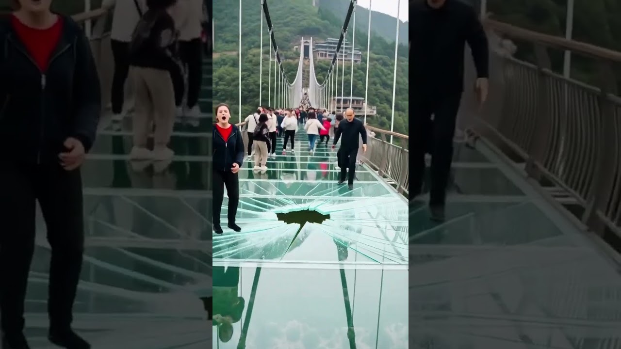 The grandmother made the glass bridge collapse