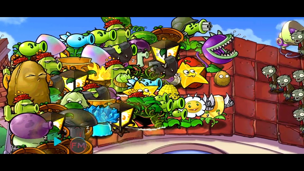 Giants plants on the roof | Plants Vs Zombies | Gameplay Survival day | PvZ mod menu Episode 023