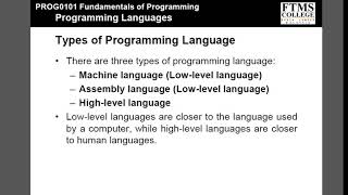 Unit 2 Lecture 1 Programming Languages Wealth