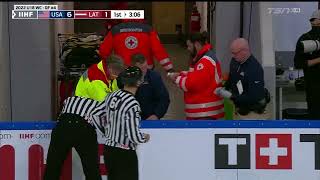 IIHF Referee Kohlmueller Cut by Skate at U18 Worlds