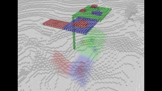 game engine / voxel game project: light pass through coloured glass test.