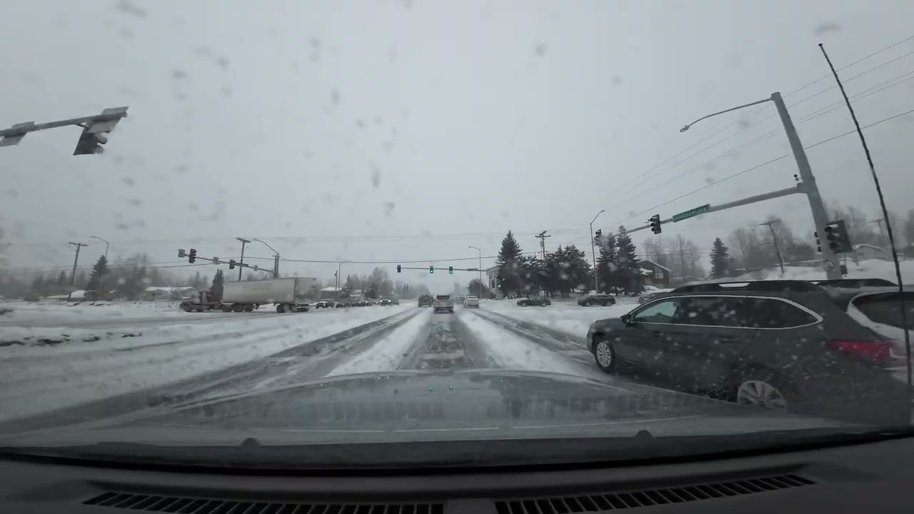 Winter weather driving in Anchorage Alaska on February 10th 2026!  #alaska #automobile #snow #snow