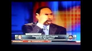 Stephen A Smith Goes Wild When Skip Bayless Says Pacquiao Will KNOCK OUT Mayweather Badly!!