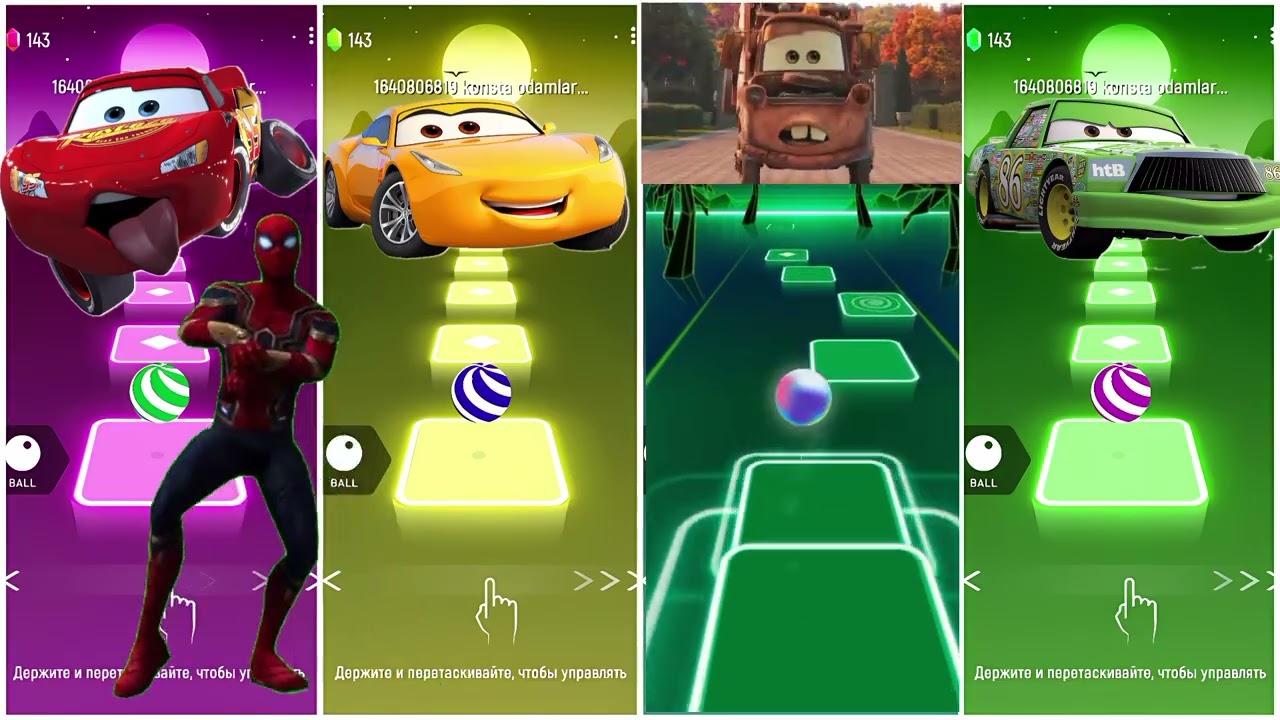 Lightning McQueen 🚗⚡ vs Dinoco 💙 Race 🏁 | Tiles Hop 🎵 | Tow Mater 🤠 Fun for Kids