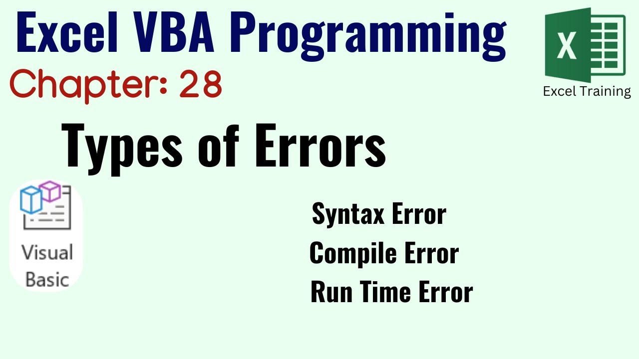 Types of Error in VBA | Excel VBA Programming (Chapter 28)