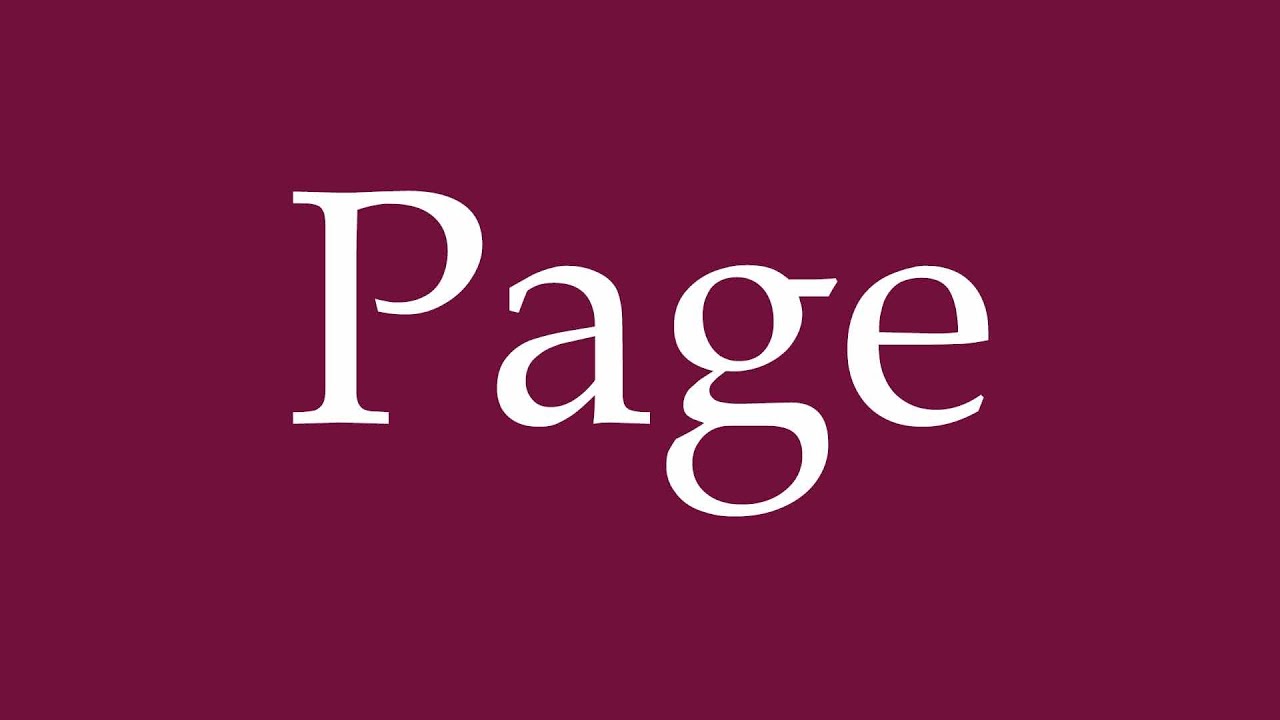 How to Pronounce ''Page'' (Bellboy) Correctly in German