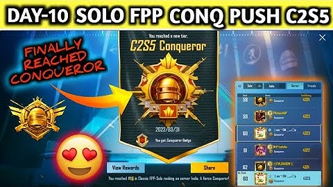 DAY-10 Solo fpp conqueror rankpush C2S5 | solo fpp ace lobby tips | solo fpp conqueror tips