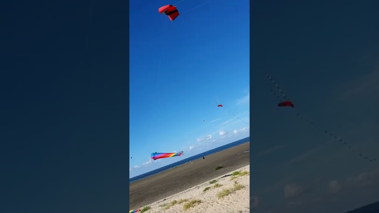 Kites, Beautiful Beach of Cuxhaven, Germany. 