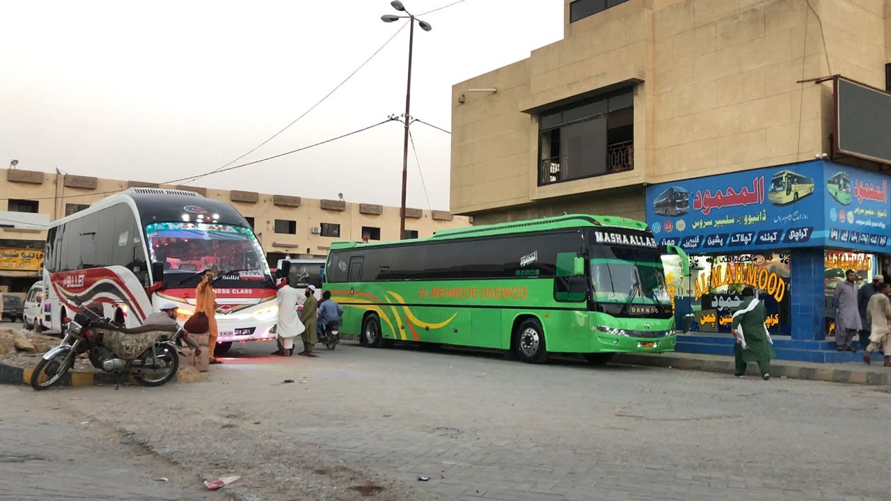 Al Mahmood Daewoo Bus and Road Bullet Bus Yousuf Goth Bus Terminal Karachi offices New Bus