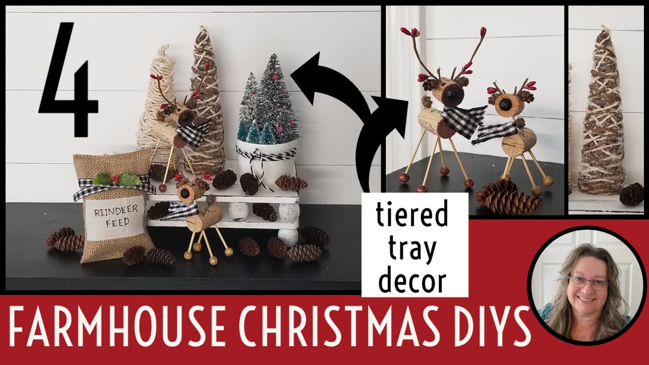Farmhouse Christmas DIYS~Tiered Tray Mini Decor~Dollar Tree Christmas DIYS~10K Giveaway Winner