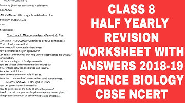 CLASS 8 Science Biology HALF YEARLY REVISION WORKSHEET WITH ANSWERS| CBSE BloomLearnscienceworksheet