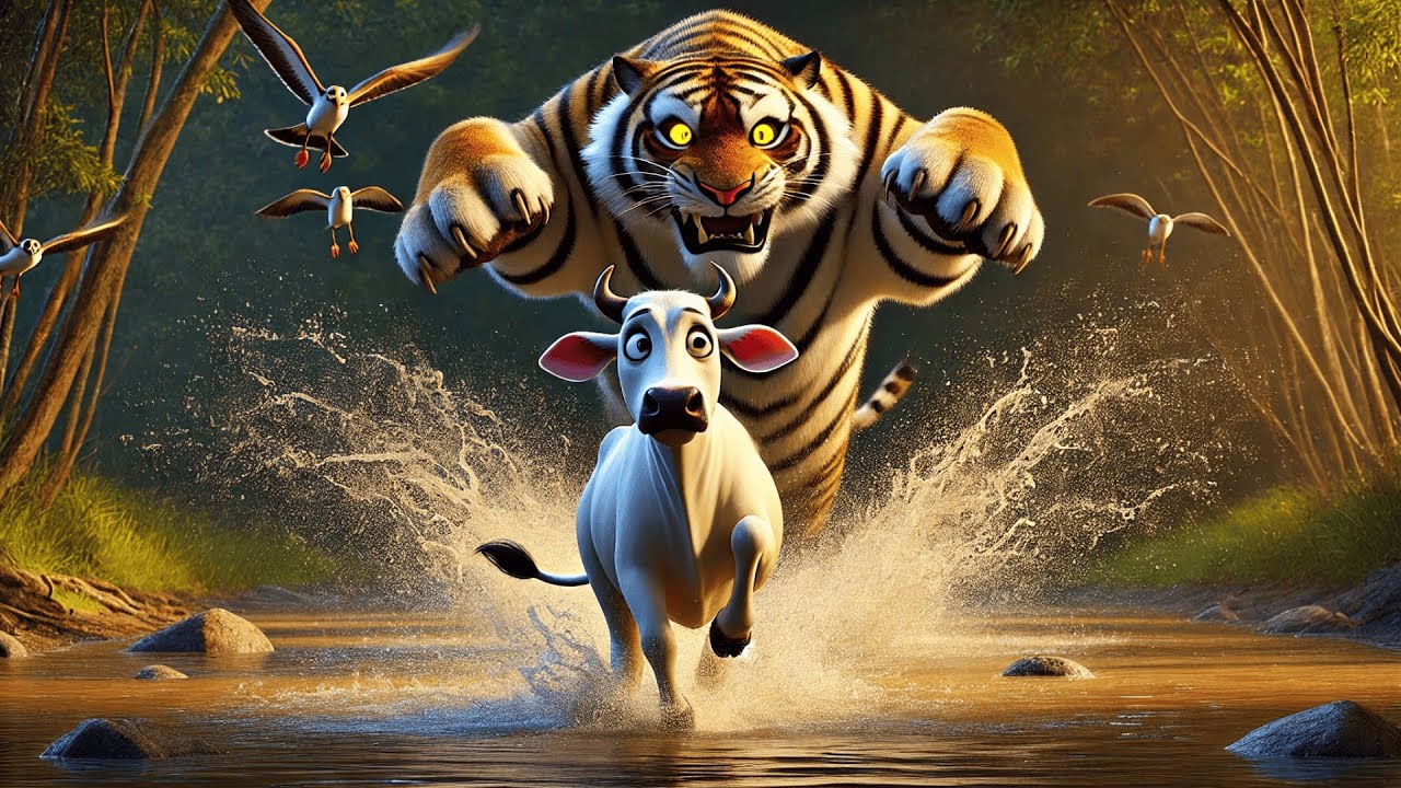 The Cows and the Tiger Story in English | Bedtime Stories for Kids | Moral Stories by Kids Hut