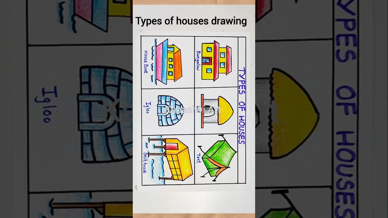 Draw types of houses drawing 