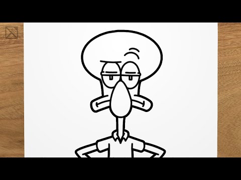 How to draw Squidward Tentacles (SpongeBob SquarePants) step by step, EASY