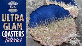 So SPARKLY! Creating GORGEOUS Ultra Glam Coasters! LiaDia Designs Tutorial - Epoxy Resin Pour
