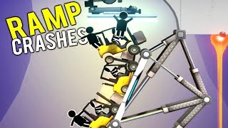 VEHICLES CRASH WHILE ATTEMPTING EPIC RAMP LONG JUMP! - Bridge Constructor Portal Gameplay