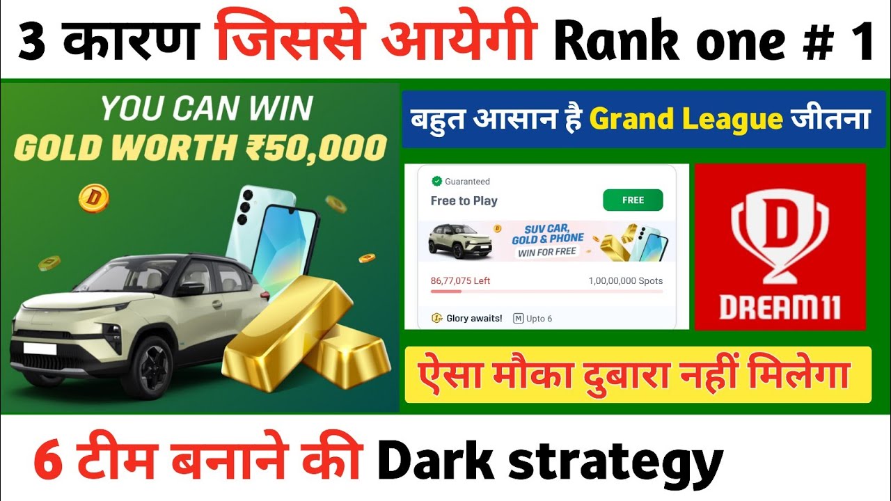 Dream11 update News 🥰 | Dream11 में  Rank # 1 लाने की New trick | How to win grand league in dream11