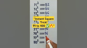 Shocking Trick to Find Squares from 91 to 100 in 5 Sec! ⚡🧠 | Must Watch! 🔥 #Shorts