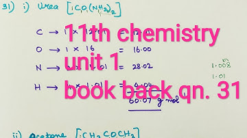 11th CHEMISTRY UNIT 1 Short answer part 6 Qn.31 molar mass compounds Basic Concepts of Chemistry