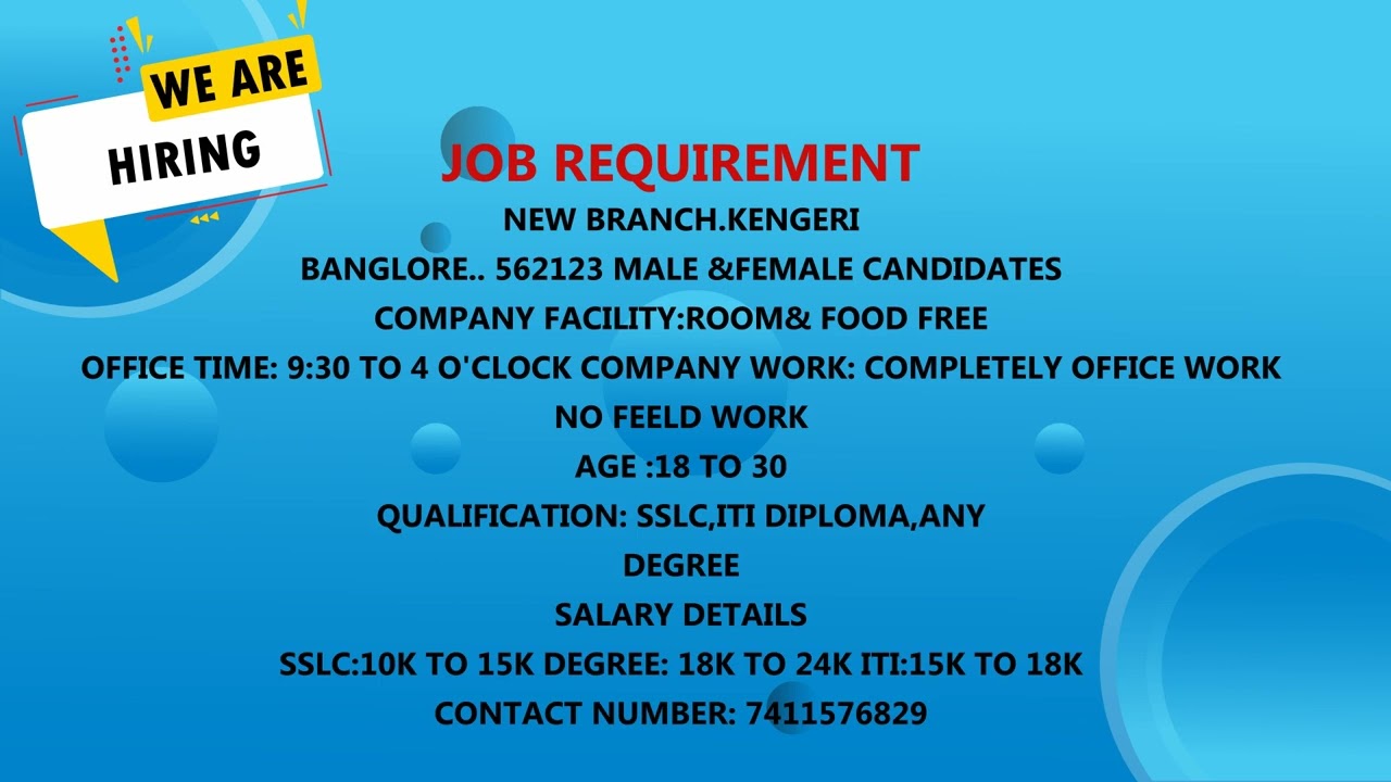 Jobs In Bangalore For Male And Female 2023 YouTube Jobs In Bangalore For Male And Female 2023 YouTube