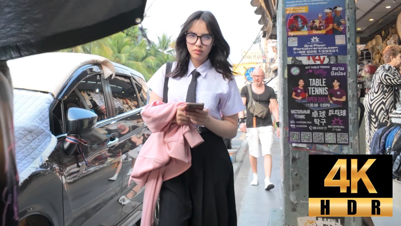 Pattaya 4K Walk Soi Honey, Beach Road, Sunny weekend. Thailand 2026.