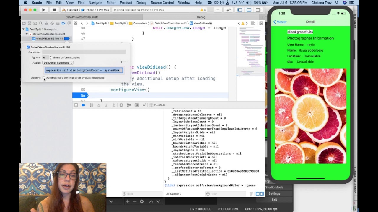 XCode Debugging 2: Inserting Commands at Breakpoints
