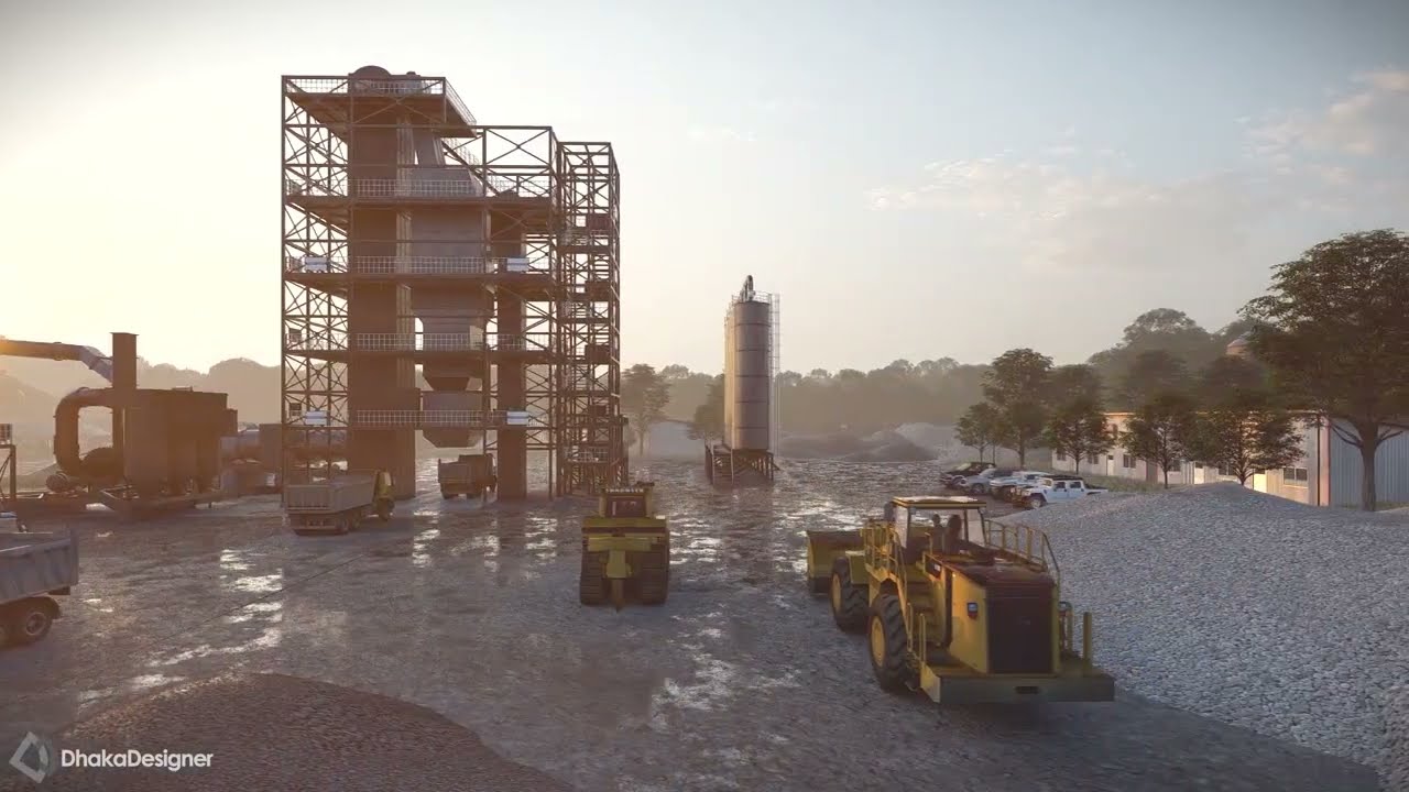 CINEMATIC ASPHALT PLANT 3D ANIMATION | INDUSTRIAL FACTORY WALKTHROUGH & FLYTHROUGH ANIMATION