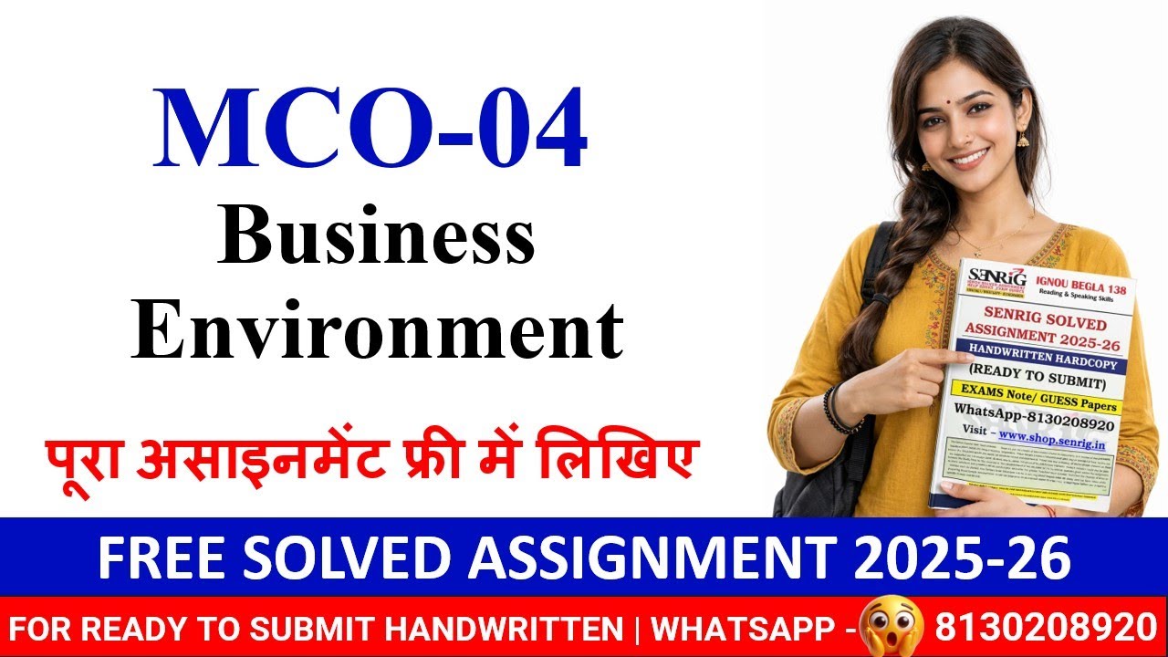IGNOU MCO-04 Solved Assignment 2025–26 | Business Environment | 100% Accepted