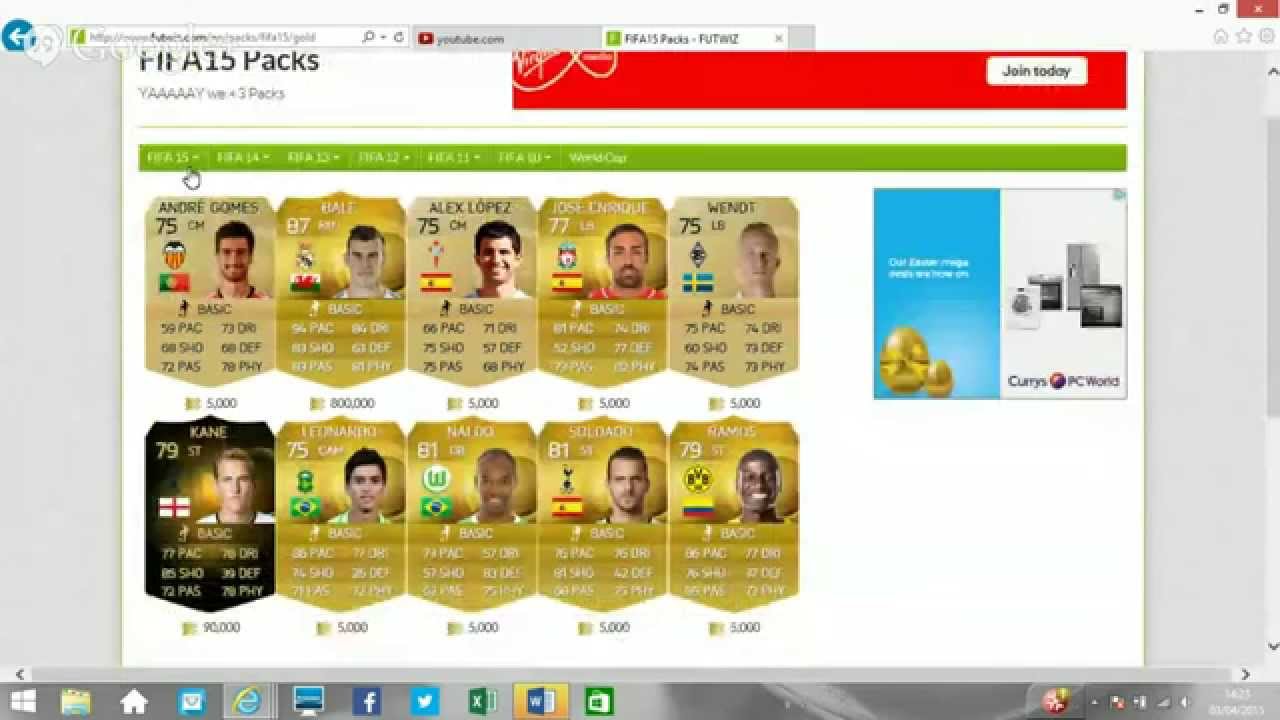 FUTWIZ FIFA 15 RARE GOLD PACKS LIVE 1 YouTube