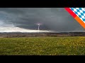 Superzelle mit Hagel und Regenbogen am Alpenrand, Bayern-Supercell with hail and rainbow, 30.04.2021