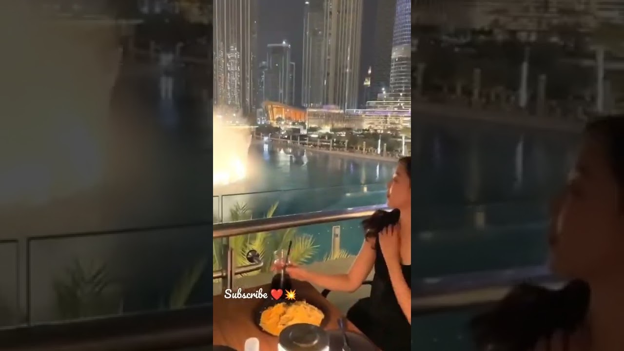 Cafe With Fountain View At Dubai Mall 💜⛲ 