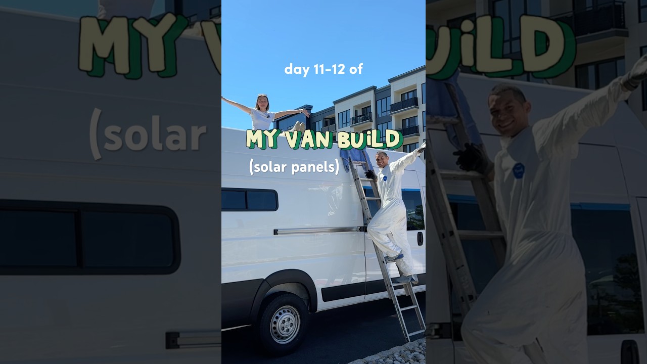 installing solar panels in my van build! 🚐🌞 #vanbuild van conversion ProMaster #vanlife #offgrid