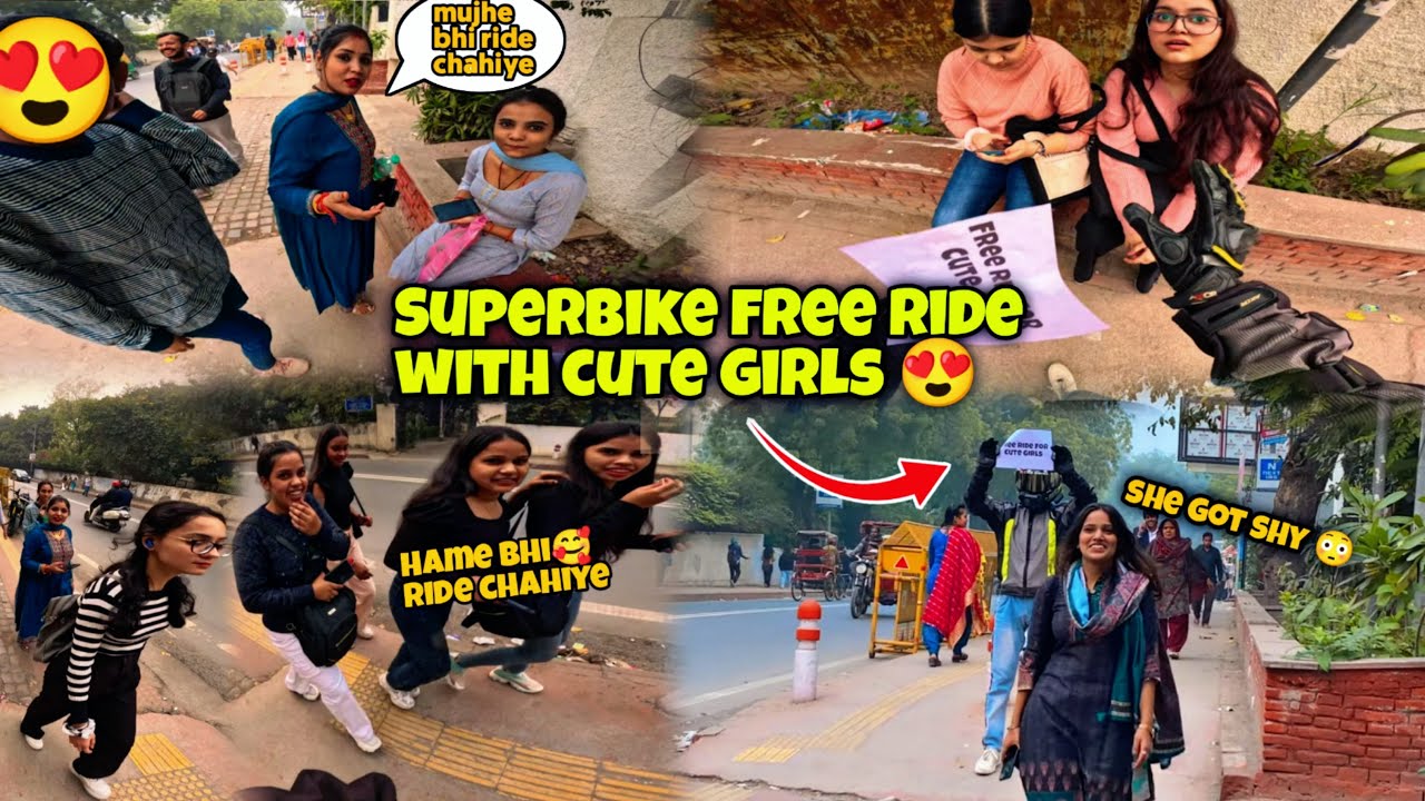 Free SuperBike Ride To Cute Girls😍 || Stranger Collage Girl HUGGED Me🙈💖 