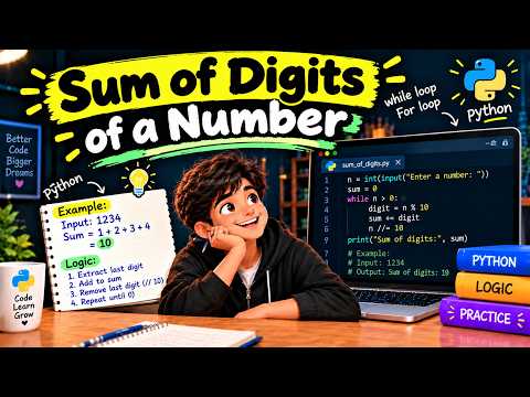 Sum of Digits in a Number Using Python | Python Programming for Beginners