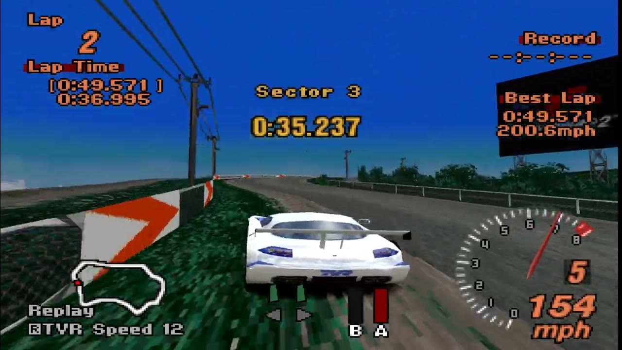Gran Turismo 2 Hot Laps Tahiti Road ( TVR Speed 12 ) 49.571 YouTube