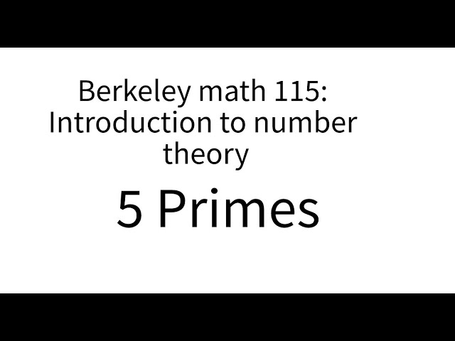 Introduction to number theory lecture 5. Primes.