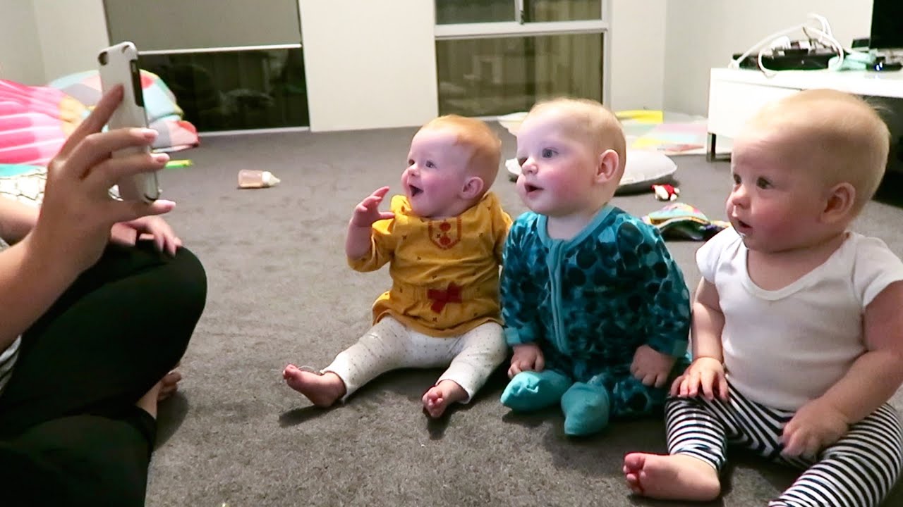 Baby Triplets React to Photos of Themselves