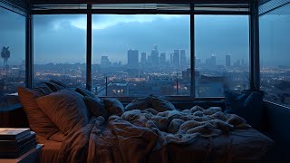 Relaxing Blue Hour Rain In Los Angeles🌧️Calm Rain Ambience For Reading, Sleeping, Etc.