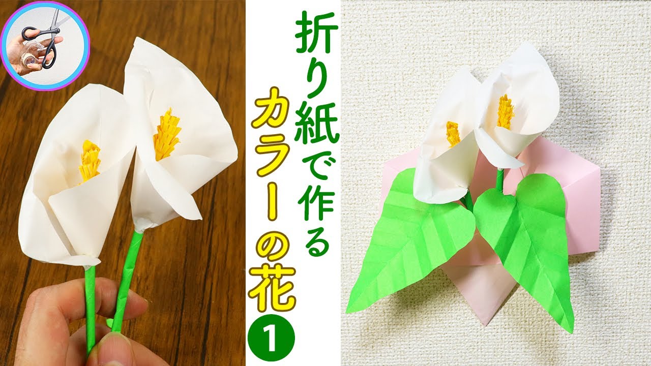 カラーの花の作り方 パート1 折り紙を材料に作る 夏前の6月7月ごろに咲く花の飾りを趣味の手芸に作ってみてはいかがでしょう つくるモン Youtube