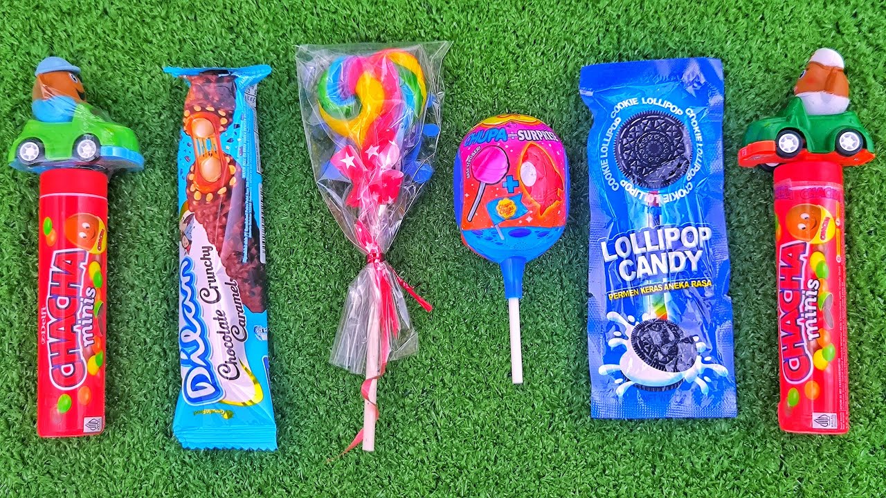ASMR Most Popular Candys / some lots of colorful rainbow lollipop candy / unpacking chocolate eat