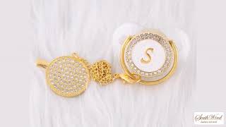 0-12 Months Luxury 26 Initials Rhinestones Transparent Bling Baby Pacifier And Chain Clip Chupete de