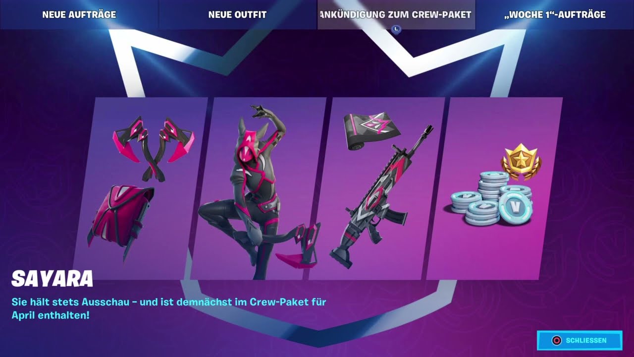 New Fortnite Crew Pack April 2022 Sayara [first sight/Ankündigung] Season 2 Chapter 3
