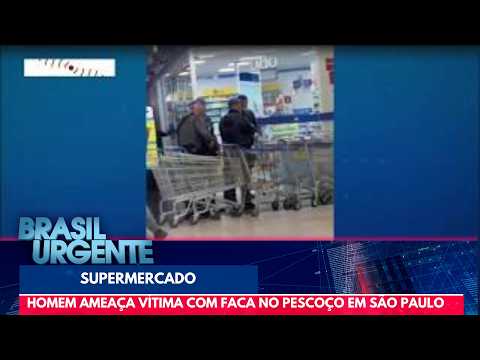 Man holds knife to hostage's throat inside supermarket | Brasil Urgente