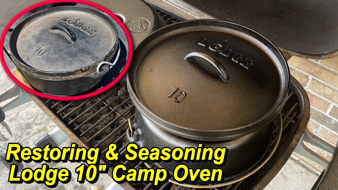 Seasoning 10 & 14 Lodge Camp Dutch Ovens 