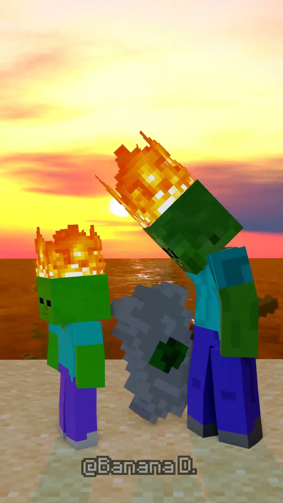 Boi Boi Boi Zombie Teama Monster Up but Become Monster Version in Fire Beach