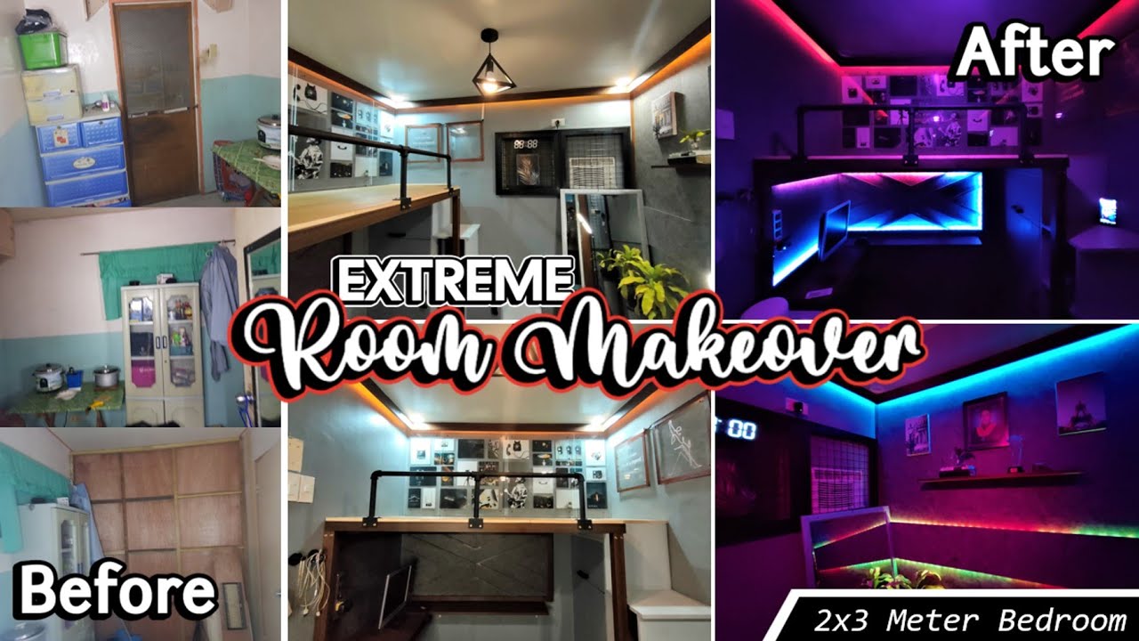 Vlogging Room EXTREME SMALL ROOM MAKEOVER (Modern Industrial & Gaming/Vlogging Room ...