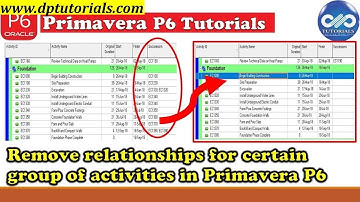 How To Remove Relationships For Multiple Activities In Primavera P6 || Primavera Tips || dptutorials