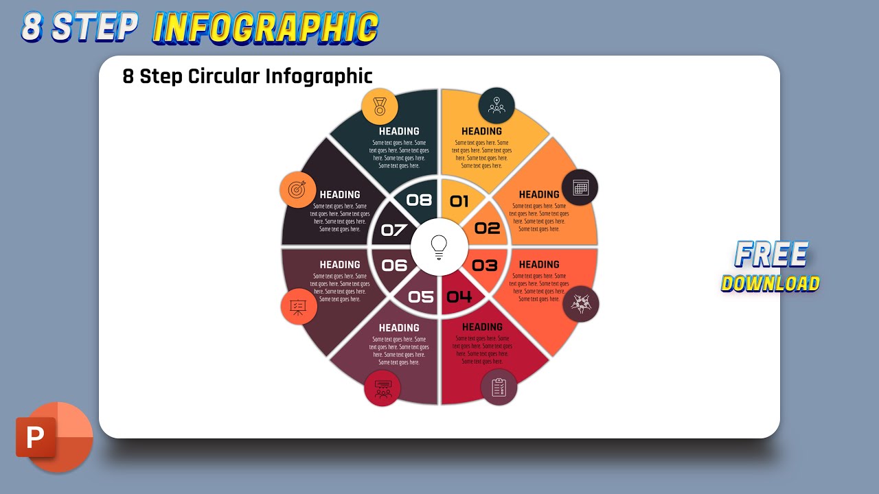 43.PowerPoint Tutorial 8 Step Circular Business Infographic Design | Free Download