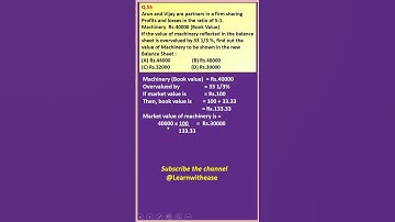 MCQ 55 ADMISSION OF A PARTNER| CLASS 12| ACCOUNTS| D K Goel Solutions| Shorts@learnwithease