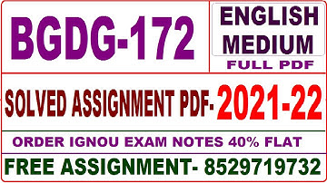 bgdg-172 solved assignment 2021-22 / bgdg 172 solved assignment in English / ignou bgdg 172